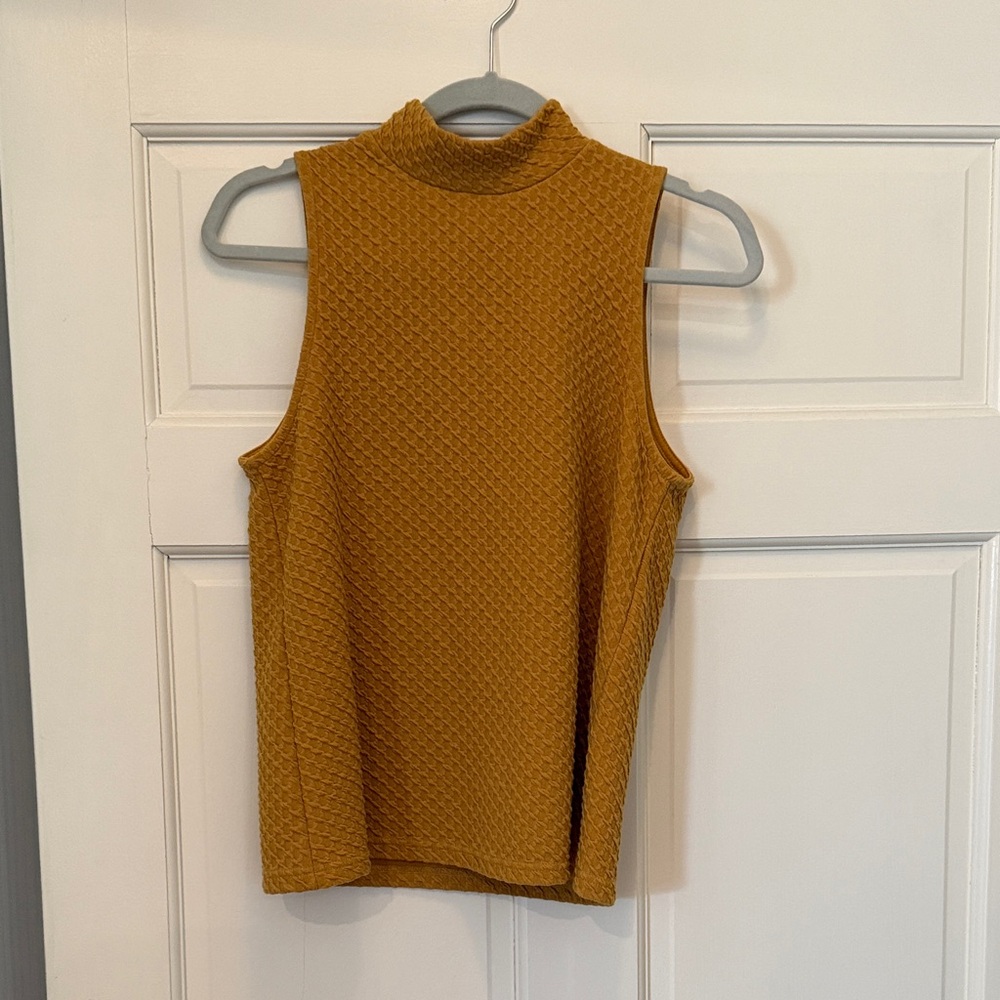 Sleeveless Mustard Textured Blouse